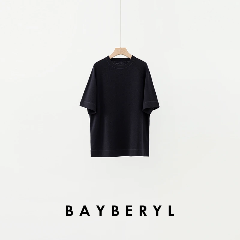 BAYBERYL老贝芭乐*平针圆领宽松插肩羊毛秋针织衫ZZS5B2204-9/21