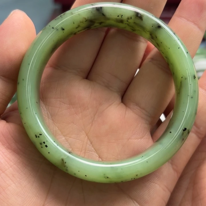 和田玉手镯未镶嵌和田玉碧玉手镯圈口59