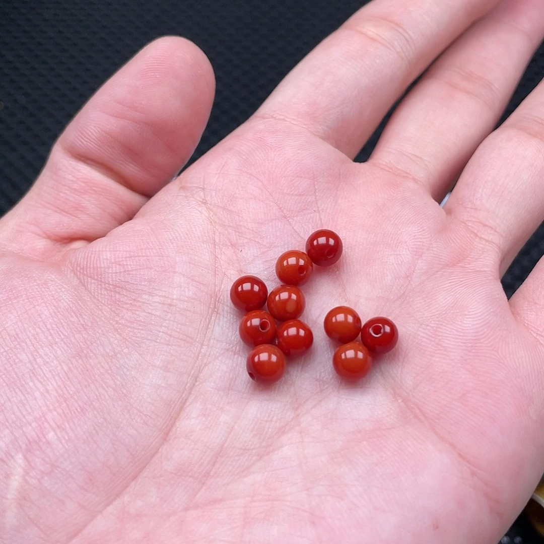 南红玛瑙6mm柿子红圆珠一组10颗未镶嵌