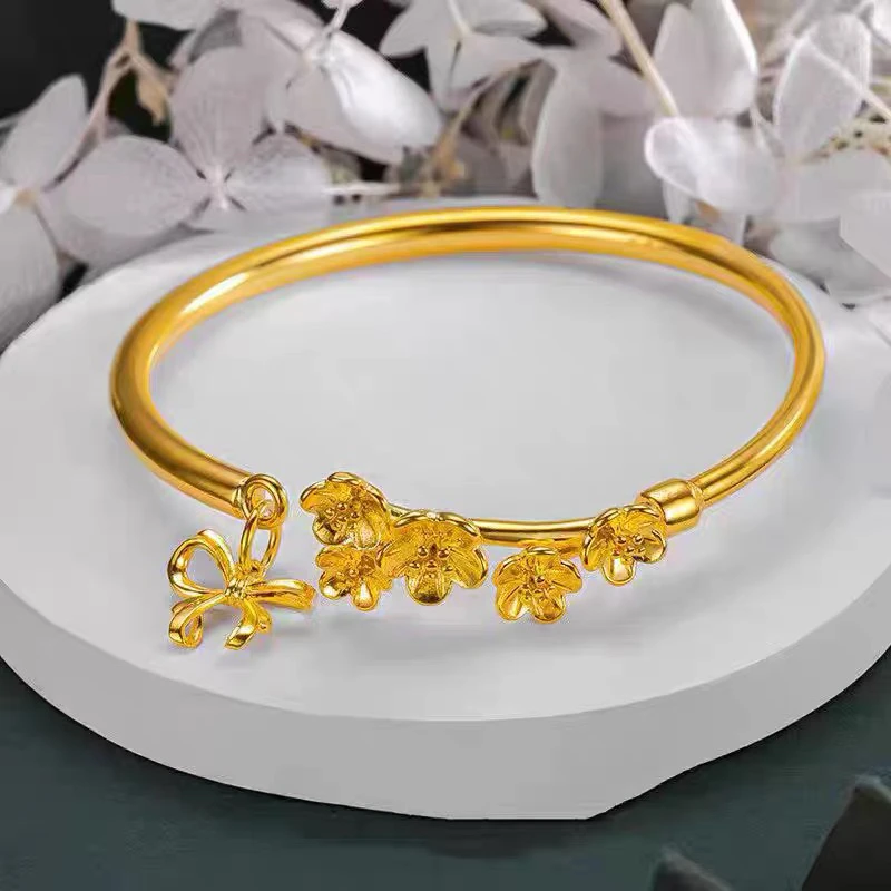 足银手镯  [高级定制］梅花蝴蝶结手镯0621