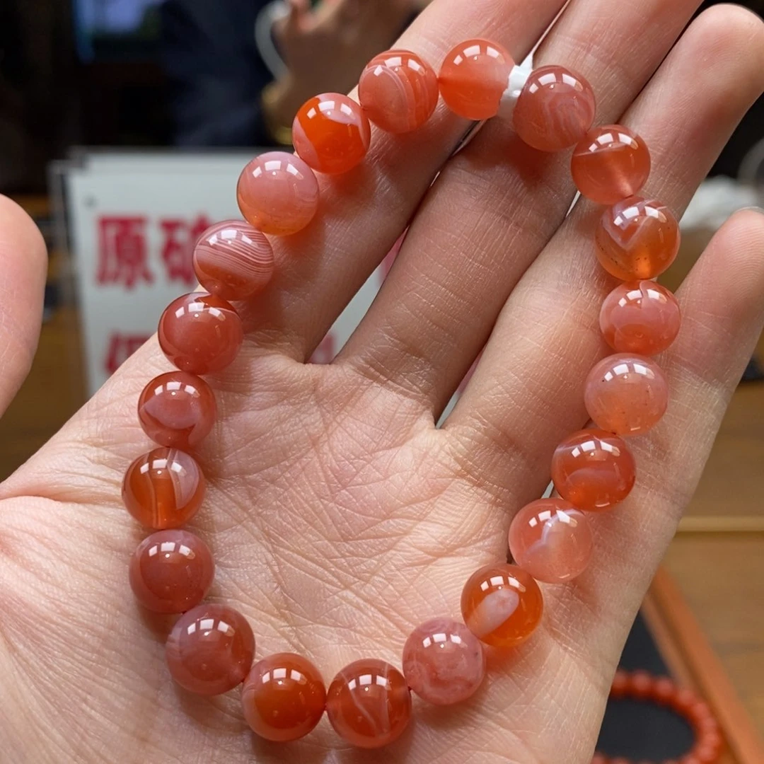 南红玛瑙串未镶嵌9mm➕小庄冰红缠丝