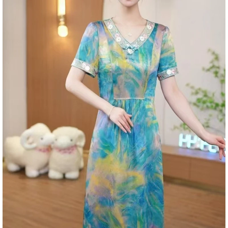 【直播专享】裙子女夏季2025新款连衣裙中式显瘦休闲国风C53#