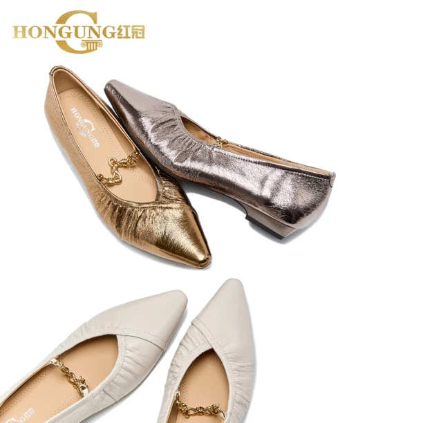 新款 | 红冠百搭法式名媛气质范链条浅口尖头单鞋女25-10