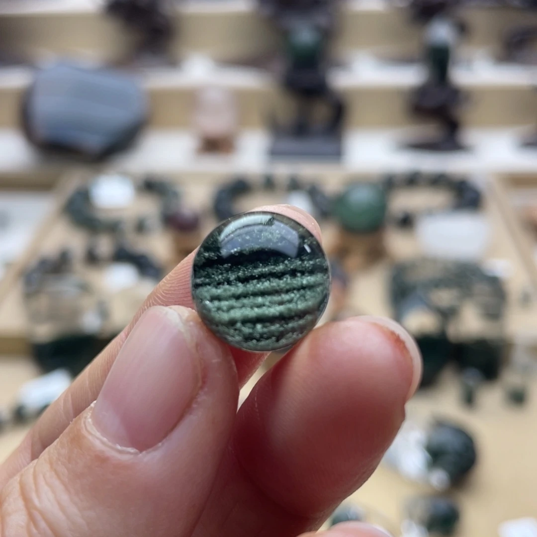 水晶未镶嵌颈饰绿幽灵千层聚宝盆单珠