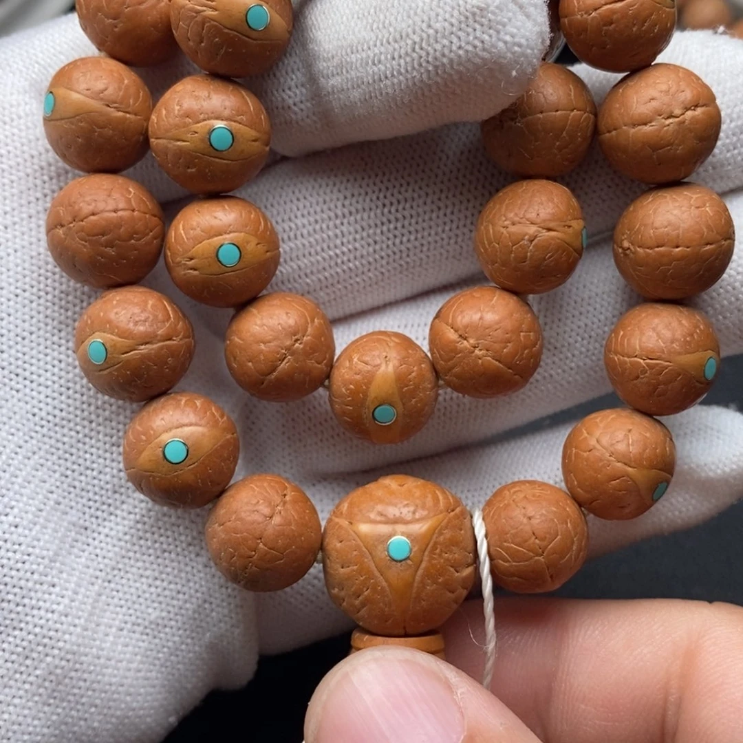 手串凤眼菩提精功镶嵌蓝彩13mm27颗