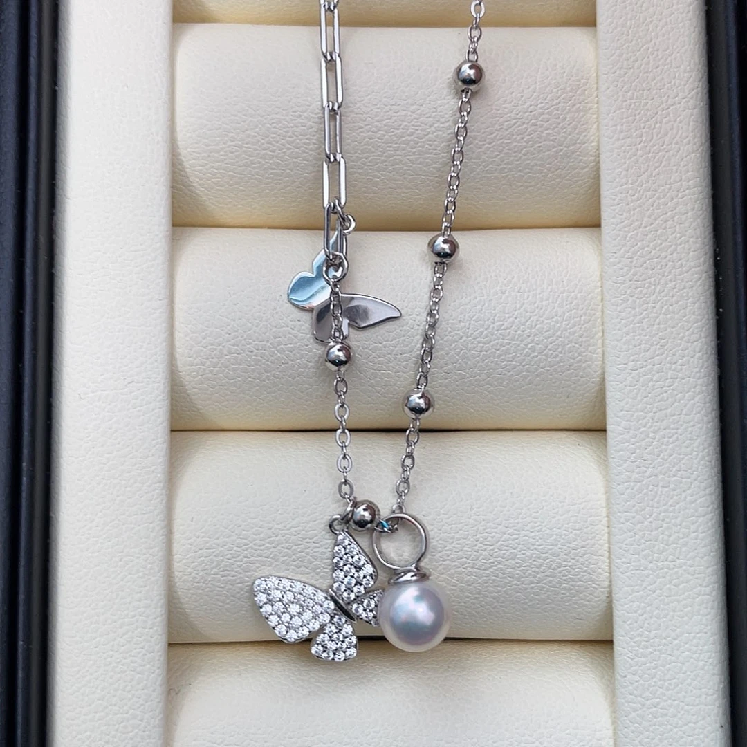 海水珍珠银S925镶嵌颈饰