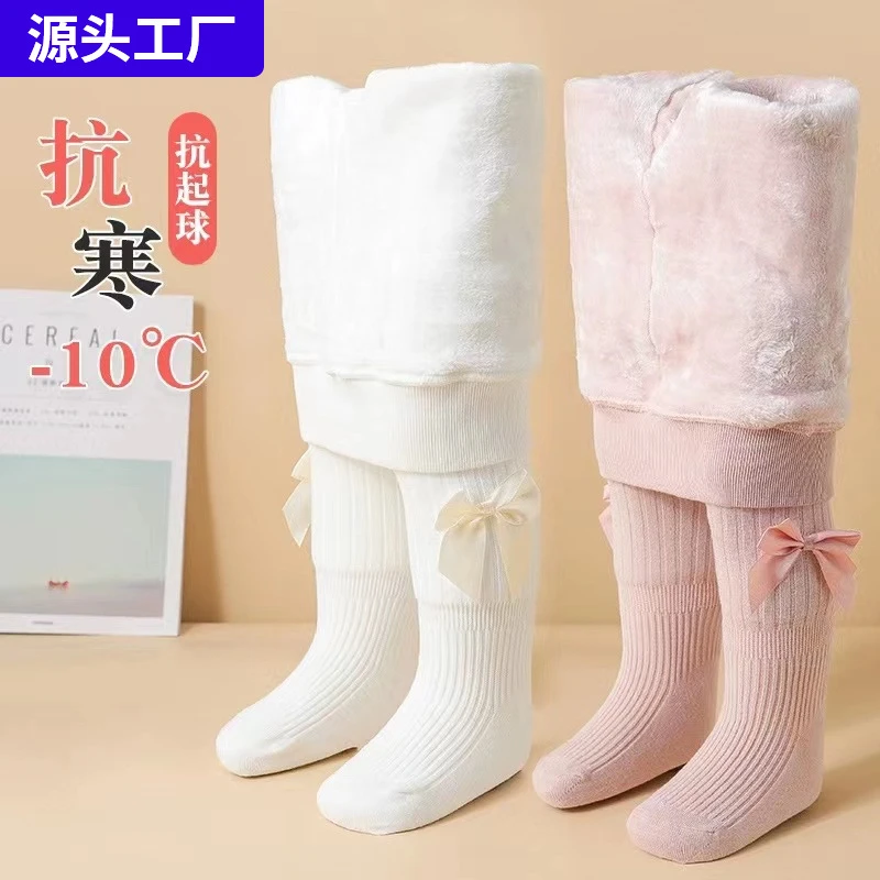 宝宝打底裤连裤袜加绒加厚秋冬款儿童打底袜可开裆女童婴儿连体袜
