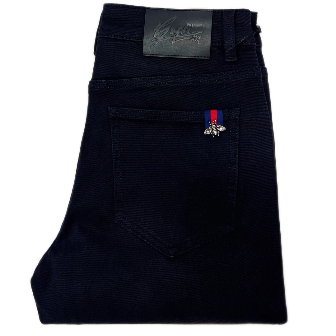 男士高定莱赛尔天丝8836、68318加厚高弹修身牛仔裤黑牛