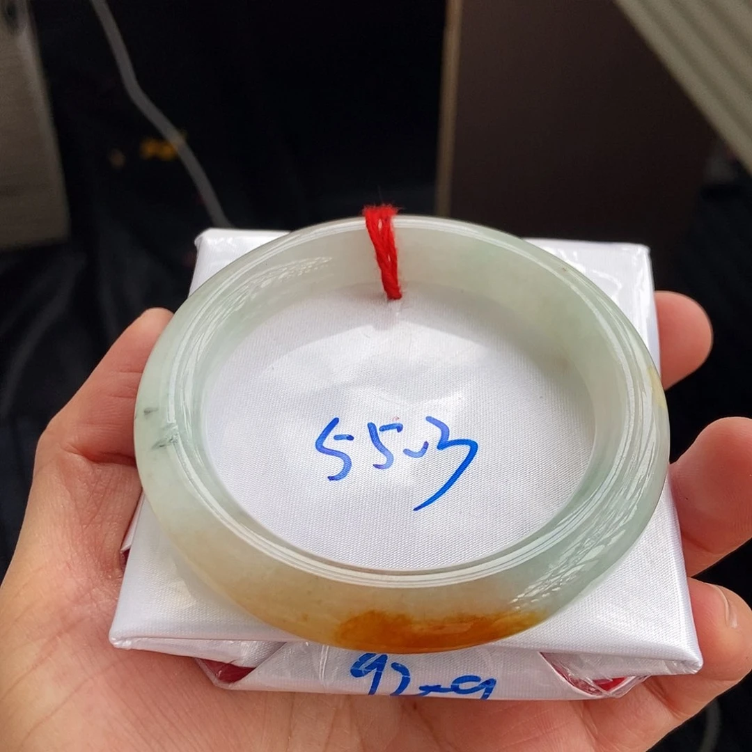 翡翠手镯未镶嵌2冰红飘小花双色圆图2