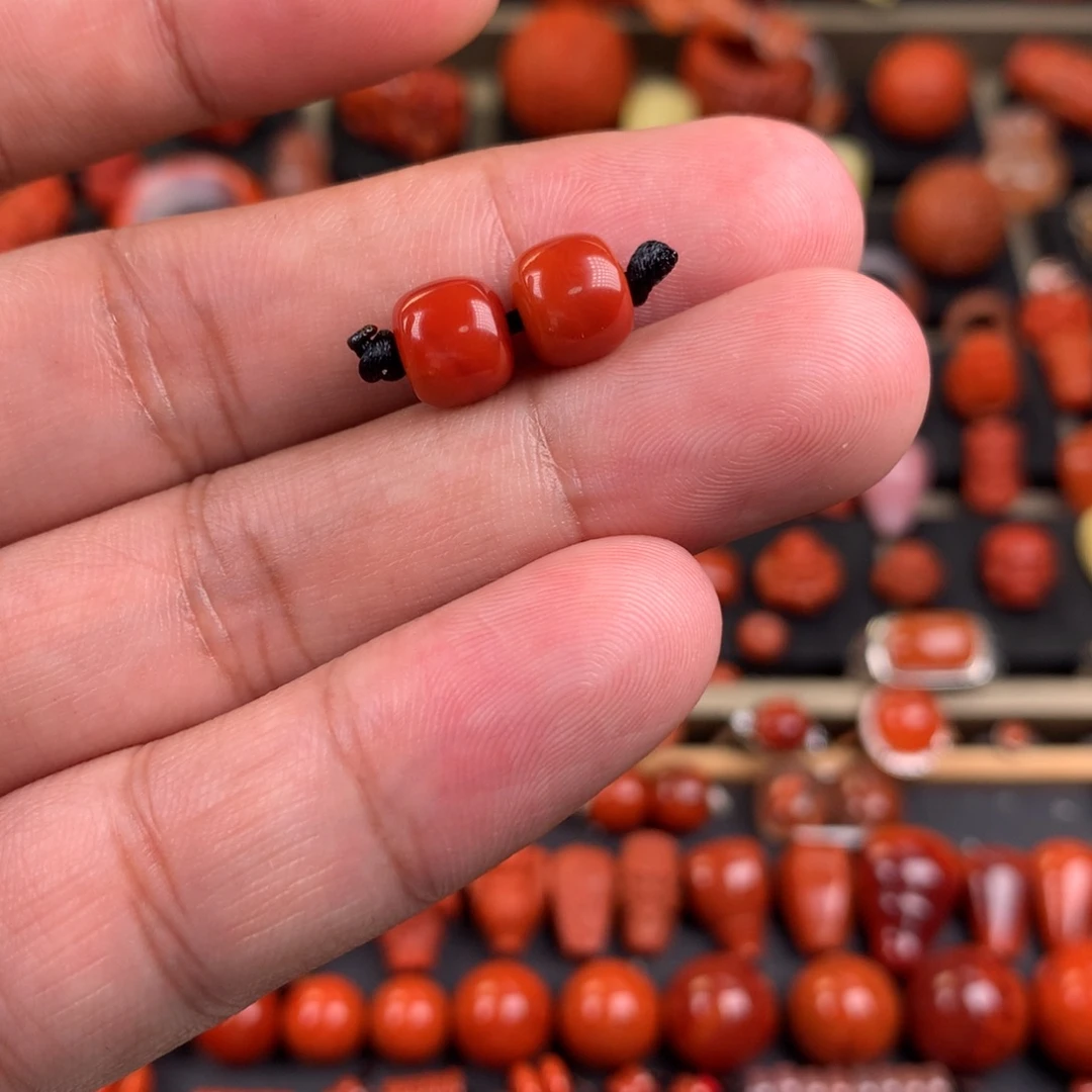南红玛瑙未镶嵌精工老型对珠8+