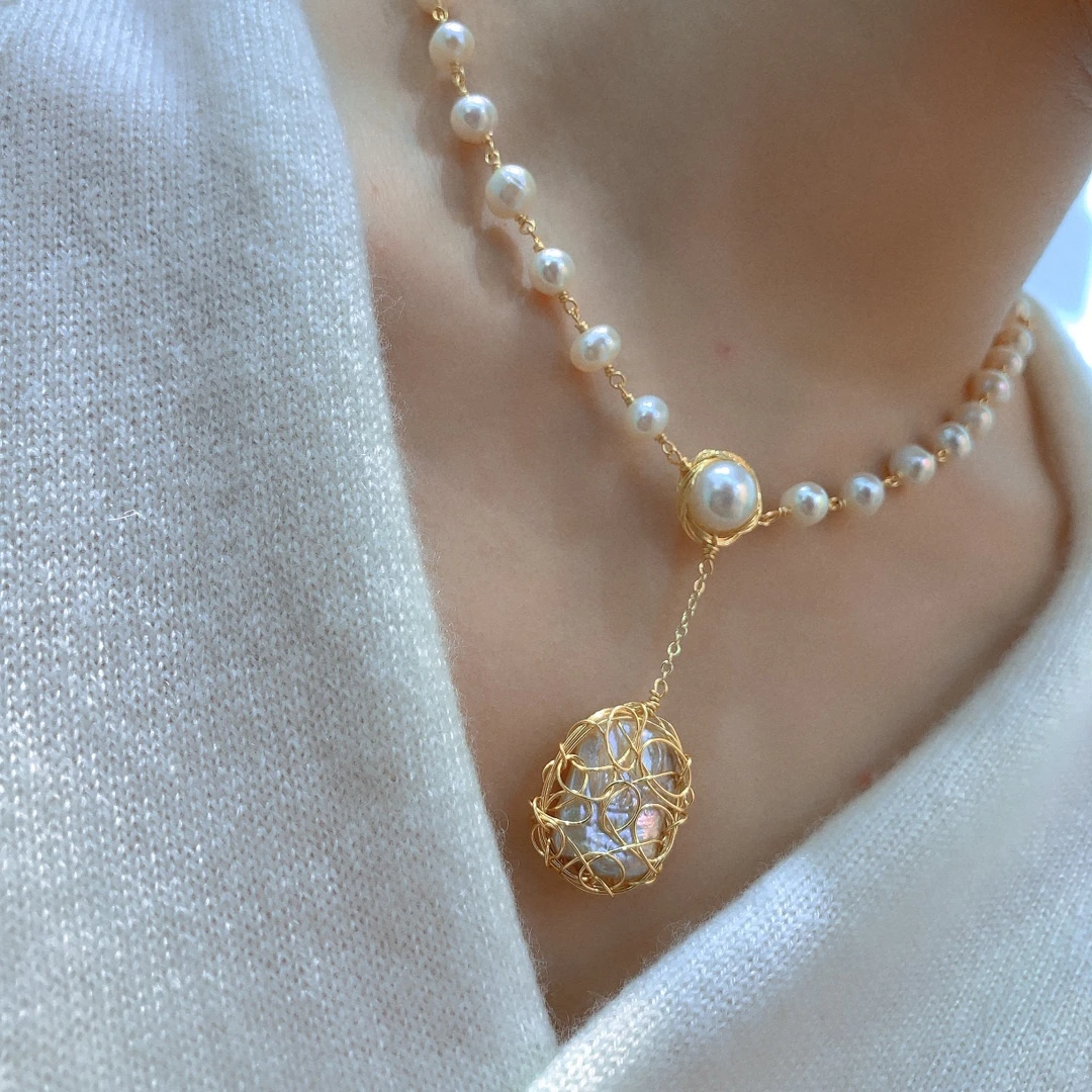 铜合金项链 巴洛克项链气质手工百搭复古法式小众XL168004