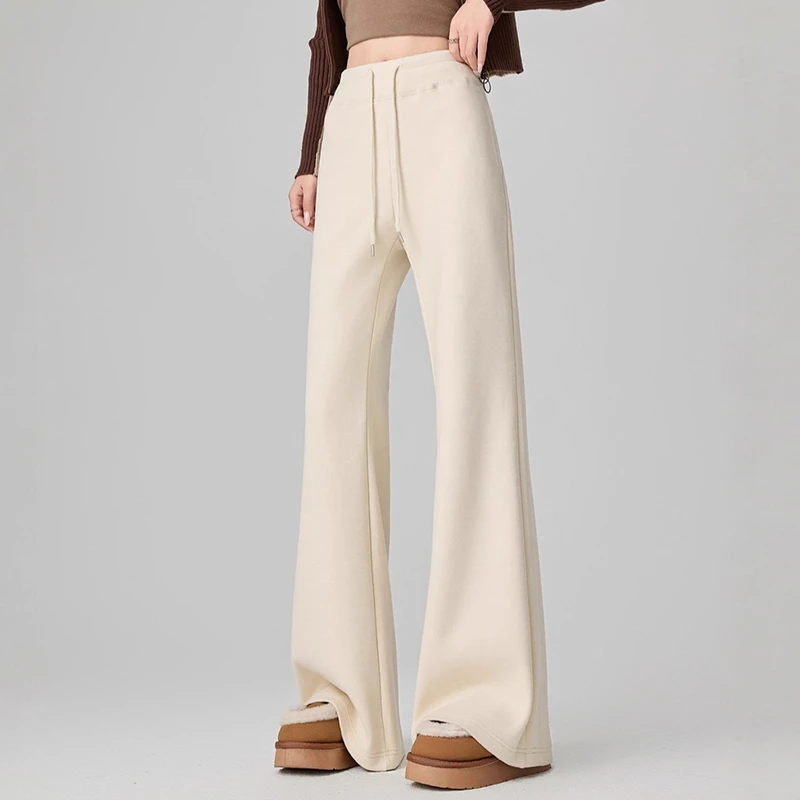 2025秋冬新款微喇裤松弛慵懒拖地直筒裤女士显瘦休闲百搭长裤