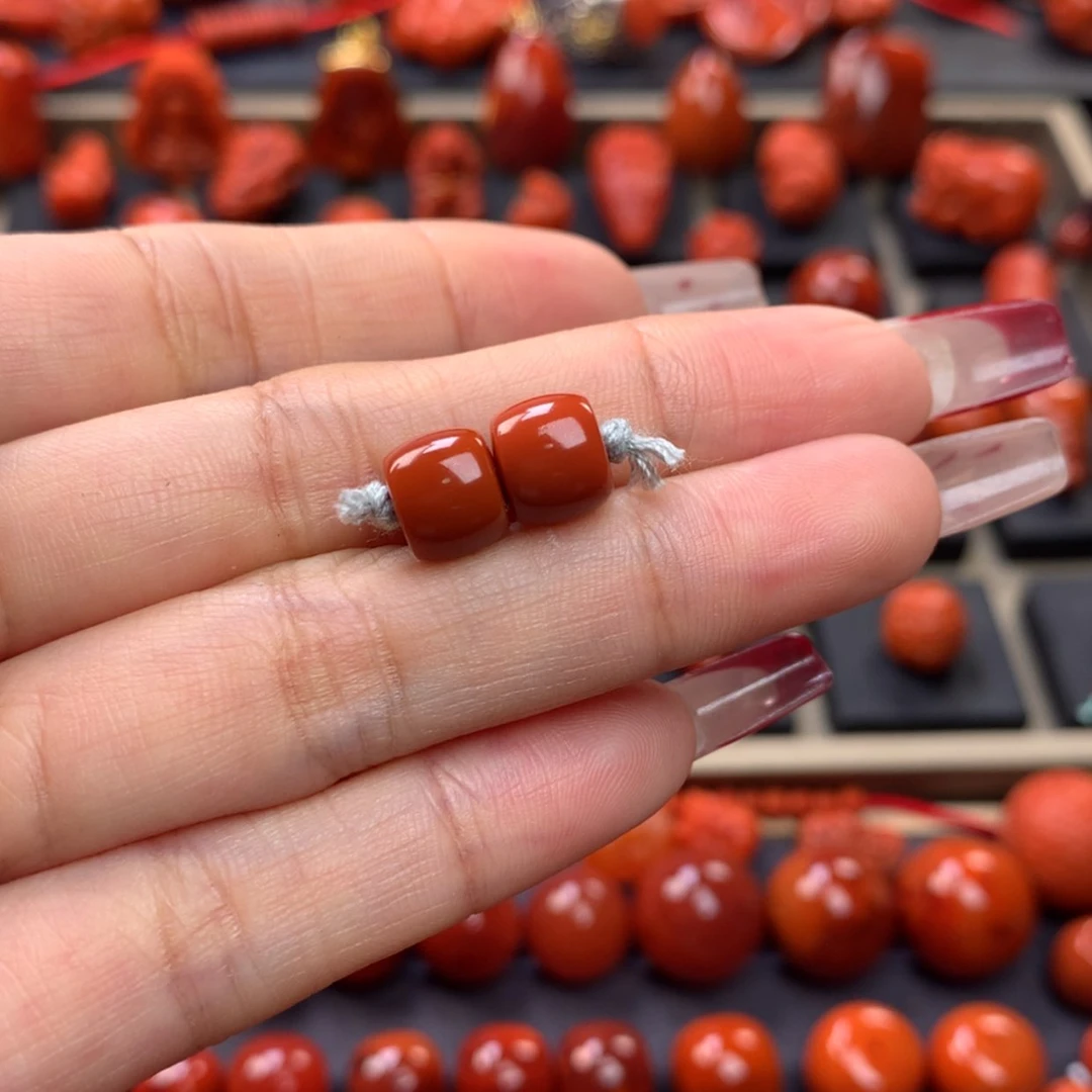 【闪购商品】南红玛瑙直切对珠8mm➕未镶嵌