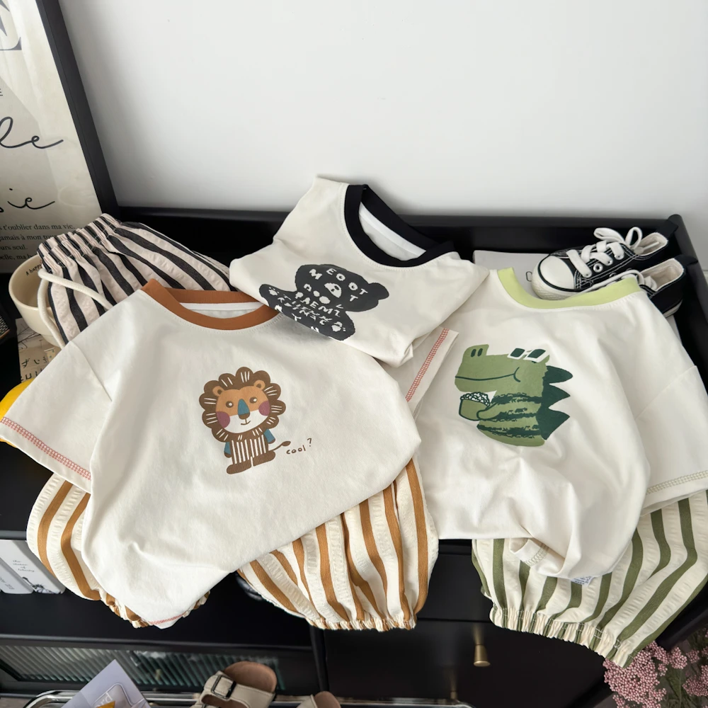 【耀火专属】儿童迪桑棉小童韩版夏季男童卡通短袖短裤二件套