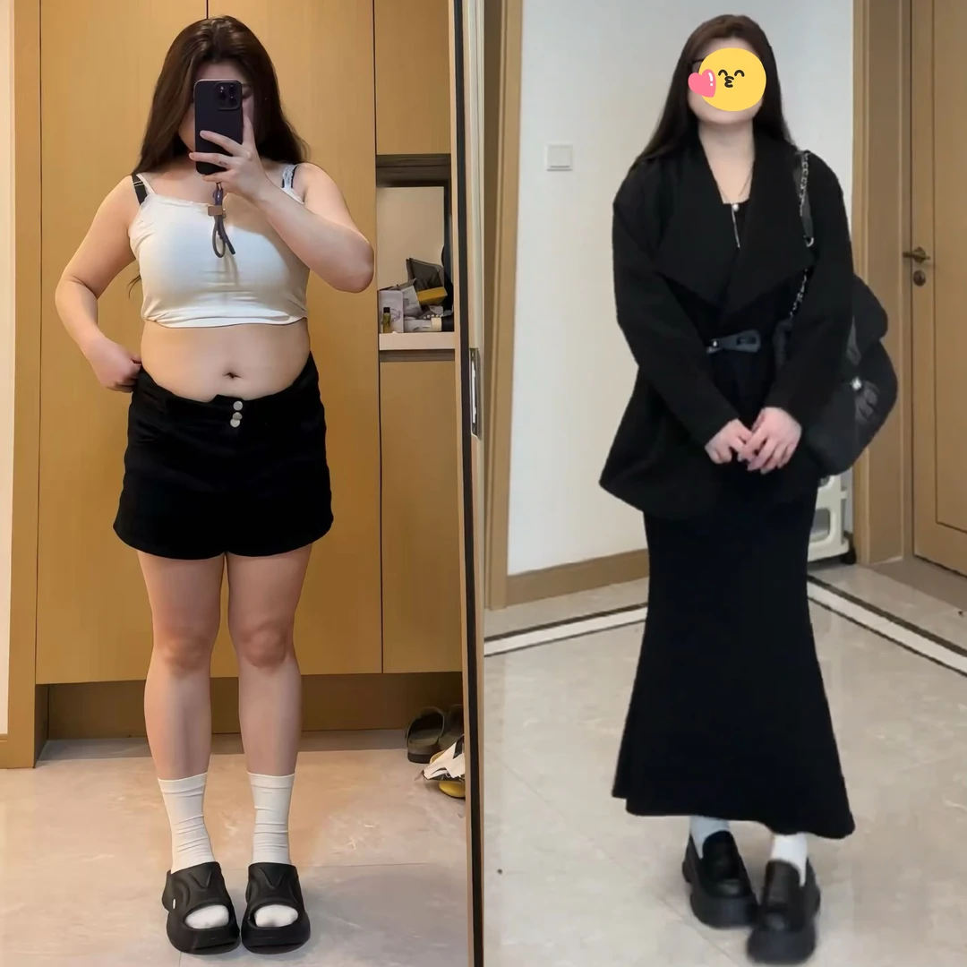 秋装搭配一整套大码胖mm针织衫外套半身裙子黑色赫本风时尚套装女