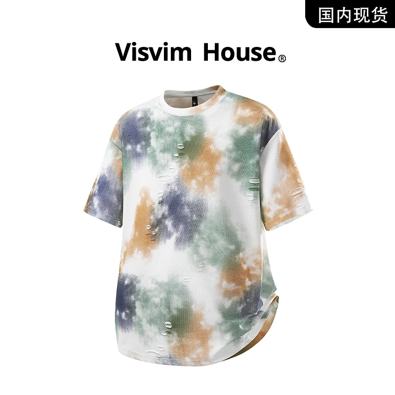 【品牌现货撤柜】VISVIM WINGS夏季新款扎染破洞宽松短袖T恤男半袖