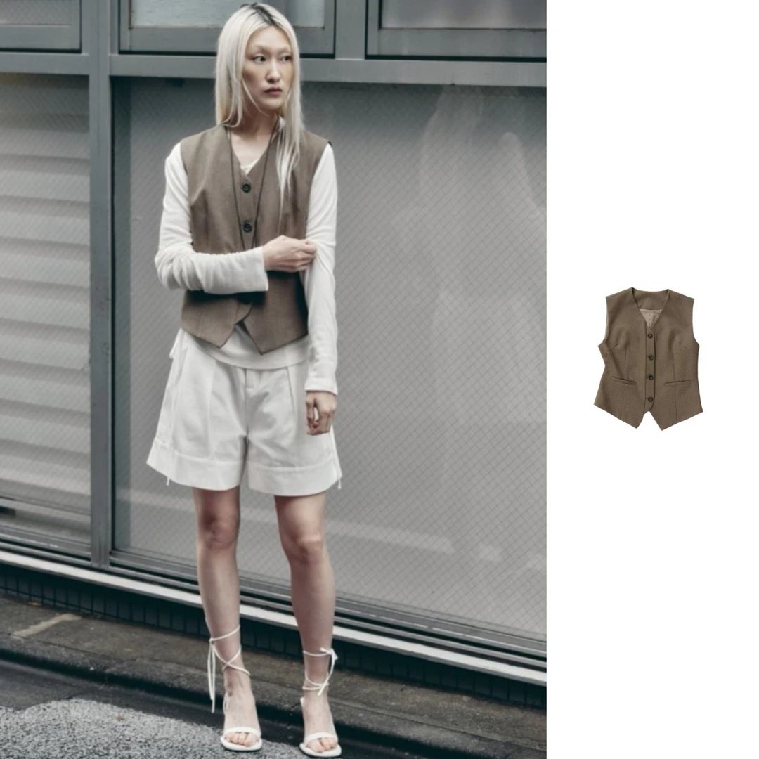 REFOUND TEN 25新款女士修身显瘦百搭时尚休闲通勤无袖马甲