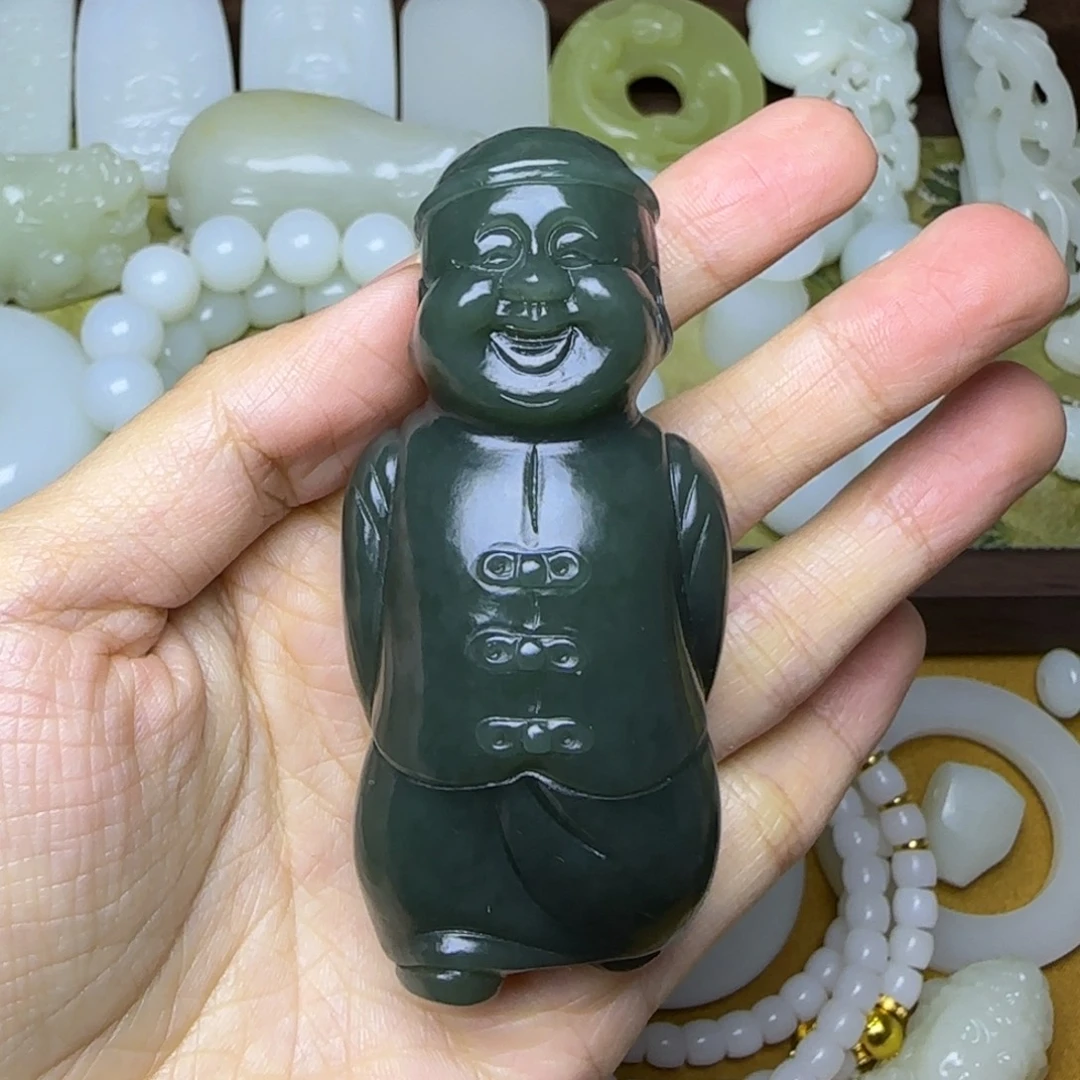 和田玉未镶嵌挂件财主