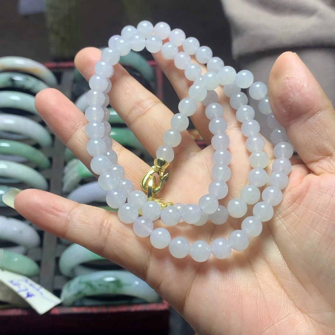 定制翡翠未镶嵌翡翠珠链卡6.8