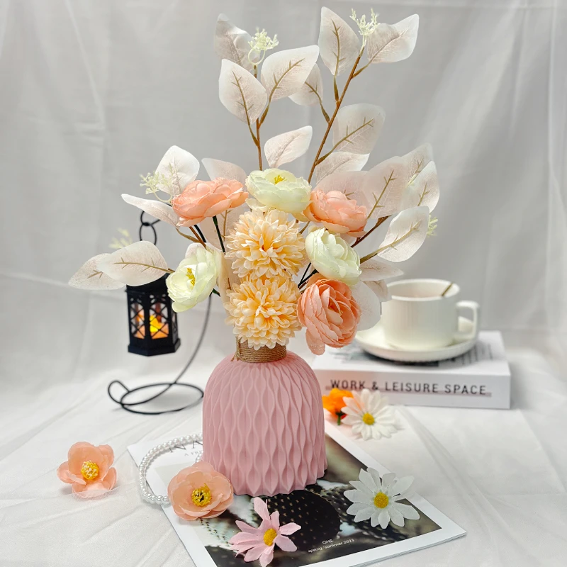 高档仿真花轻奢假花客厅餐桌电视柜冰箱装饰插花花艺家居摆件软装