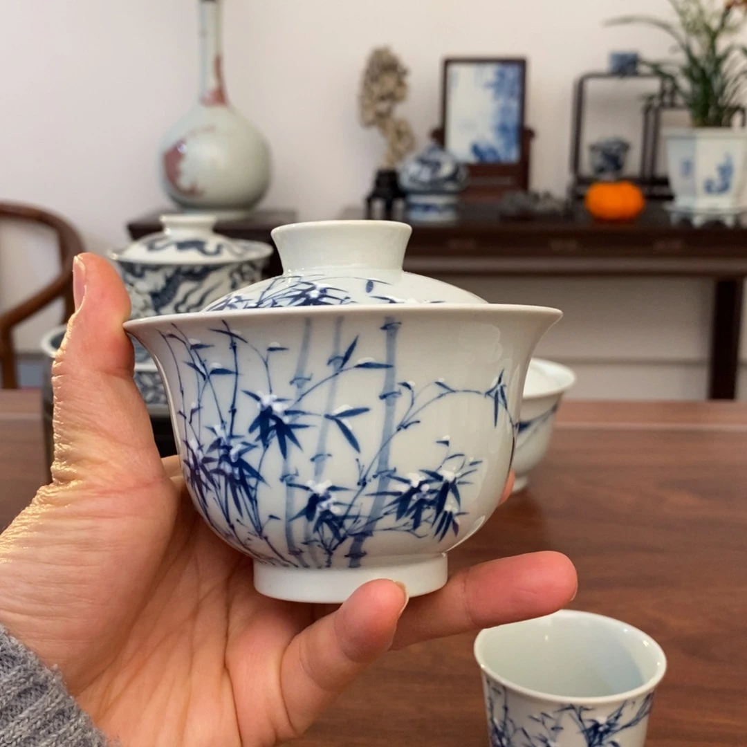 深**一宋墨文人雅器盖碗