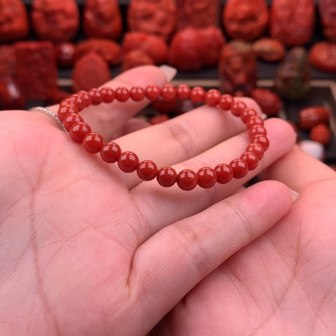 南红玛瑙南红川料原矿圆珠手串5.9mm未镶嵌