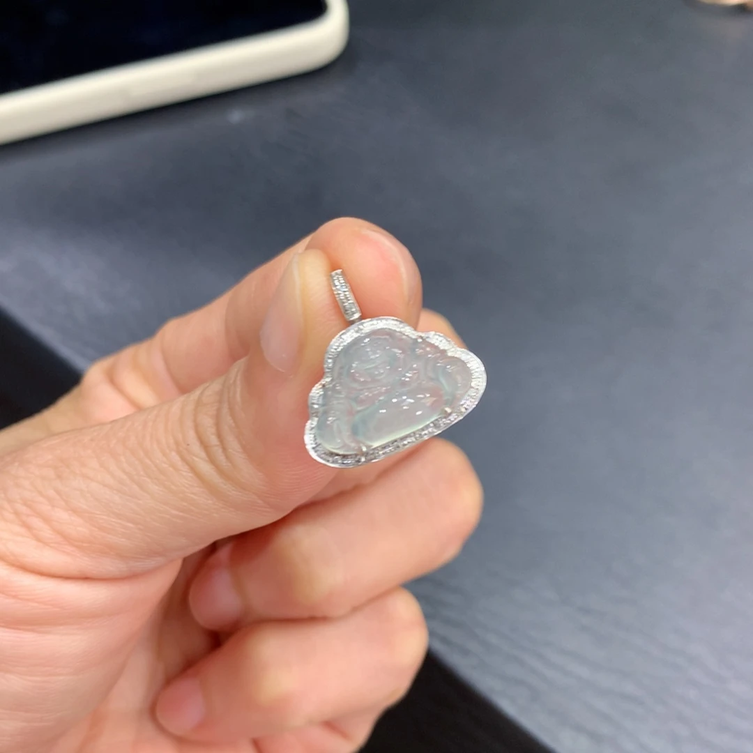 翡翠18K金镶嵌吊坠(不含链)