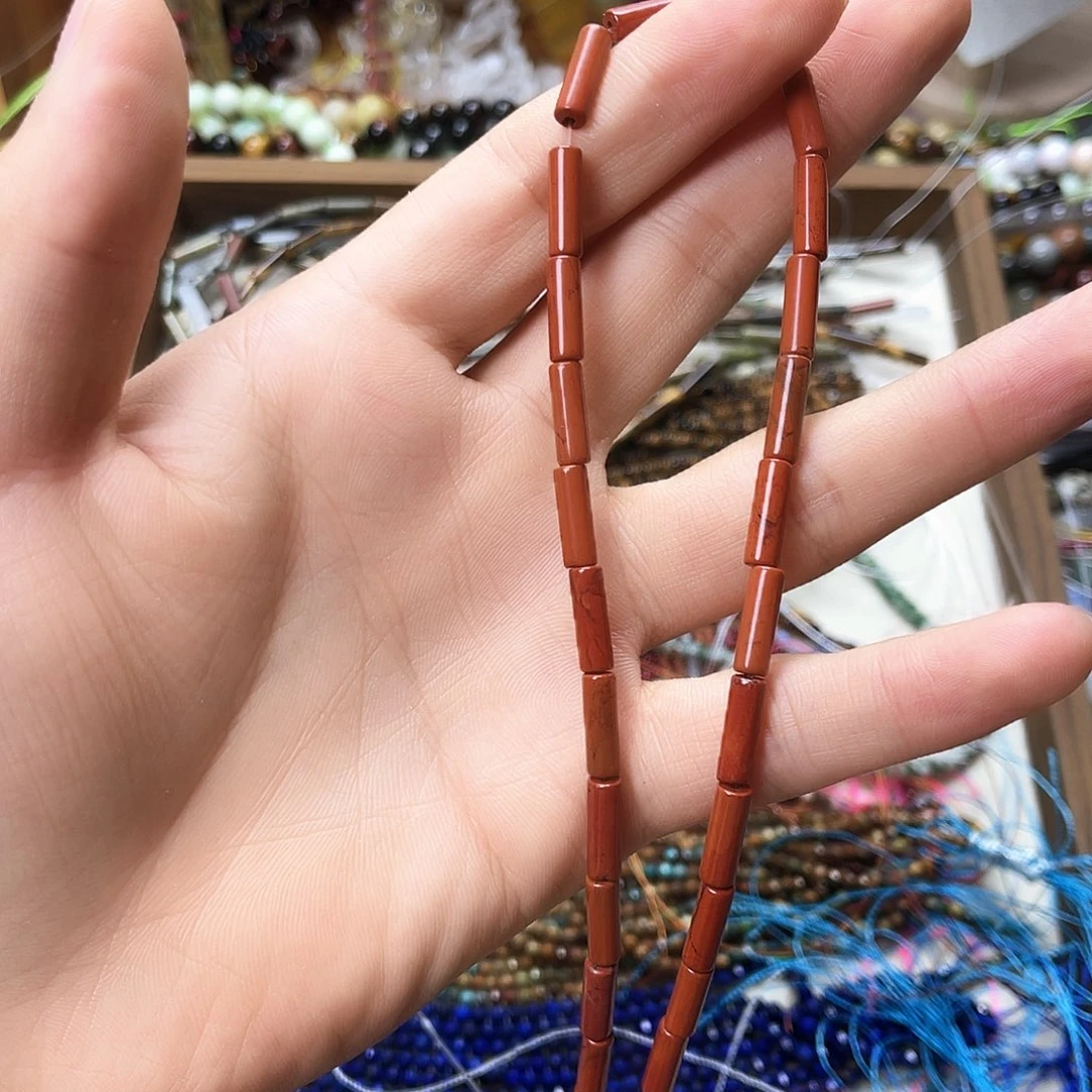玛瑙/玉髓未镶嵌珠宝半成品卡4红石圆管一条
