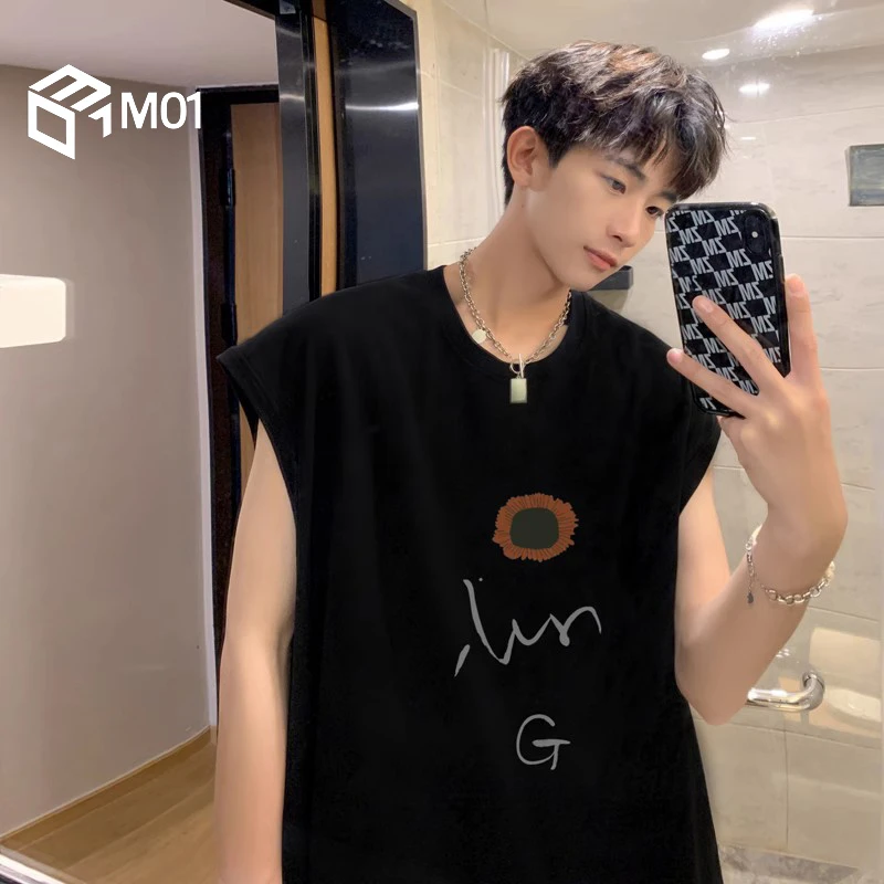 M01背心夏季纯棉重磅无袖t恤美式高街2025新款篮球宽松坎肩上衣服