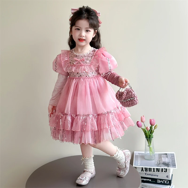 女童春秋装洛丽塔公主裙儿童洋气连衣裙生日礼服2025新款秋季裙子