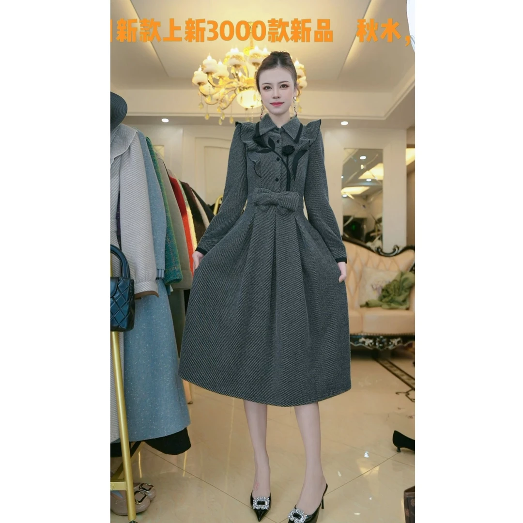 （现货）梦想服饰秋冬季新款小香风连衣裙显瘦遮肉妈妈装时尚6125