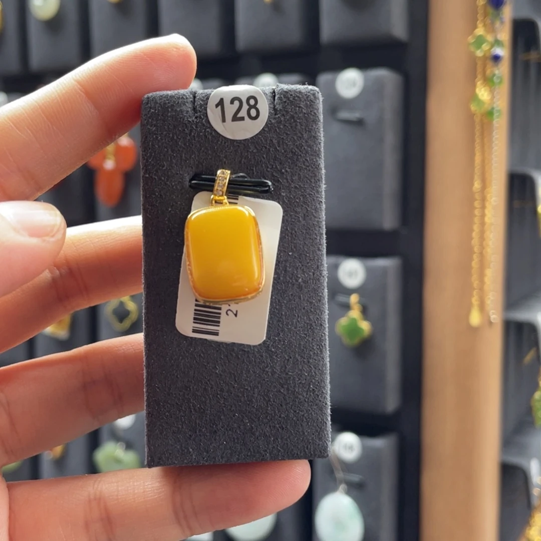 福***、蜜蜡银S925镶嵌吊坠(不含链)128号