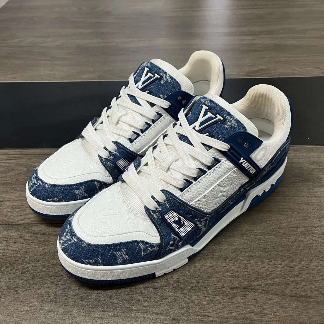 99新 LouisVuitton/路易威登 LV trainer白蓝牛仔 42码 f2106