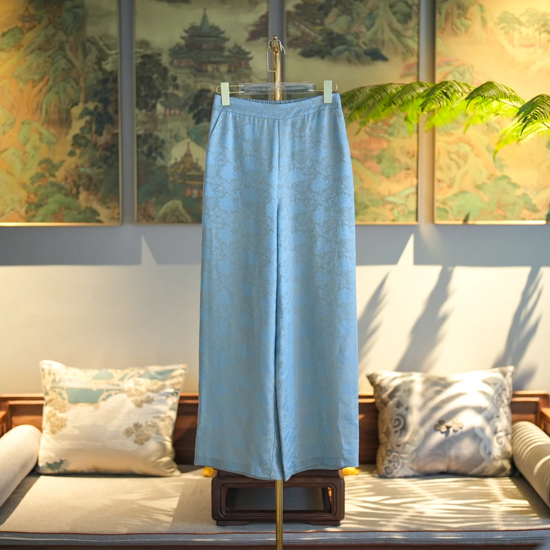 蓝大【芳华】新中式桑蚕丝休闲裤7410