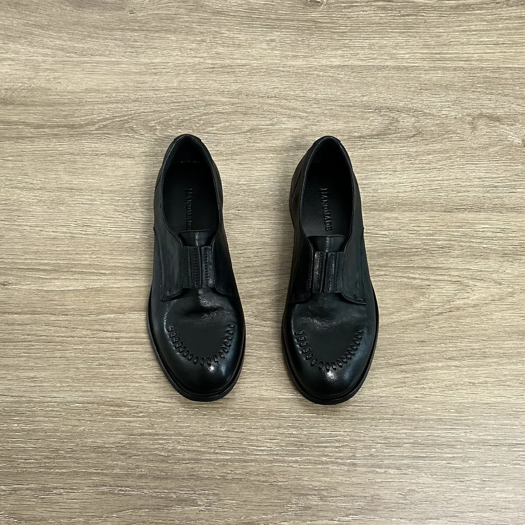 Dannyfrey头层牛皮秋冬英伦编织小众设计感女新款复古乐福鞋3.5CM