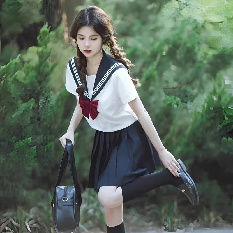 【川奈】水手服原创正版jk制服裙白三本基础款学院风校供春夏套装