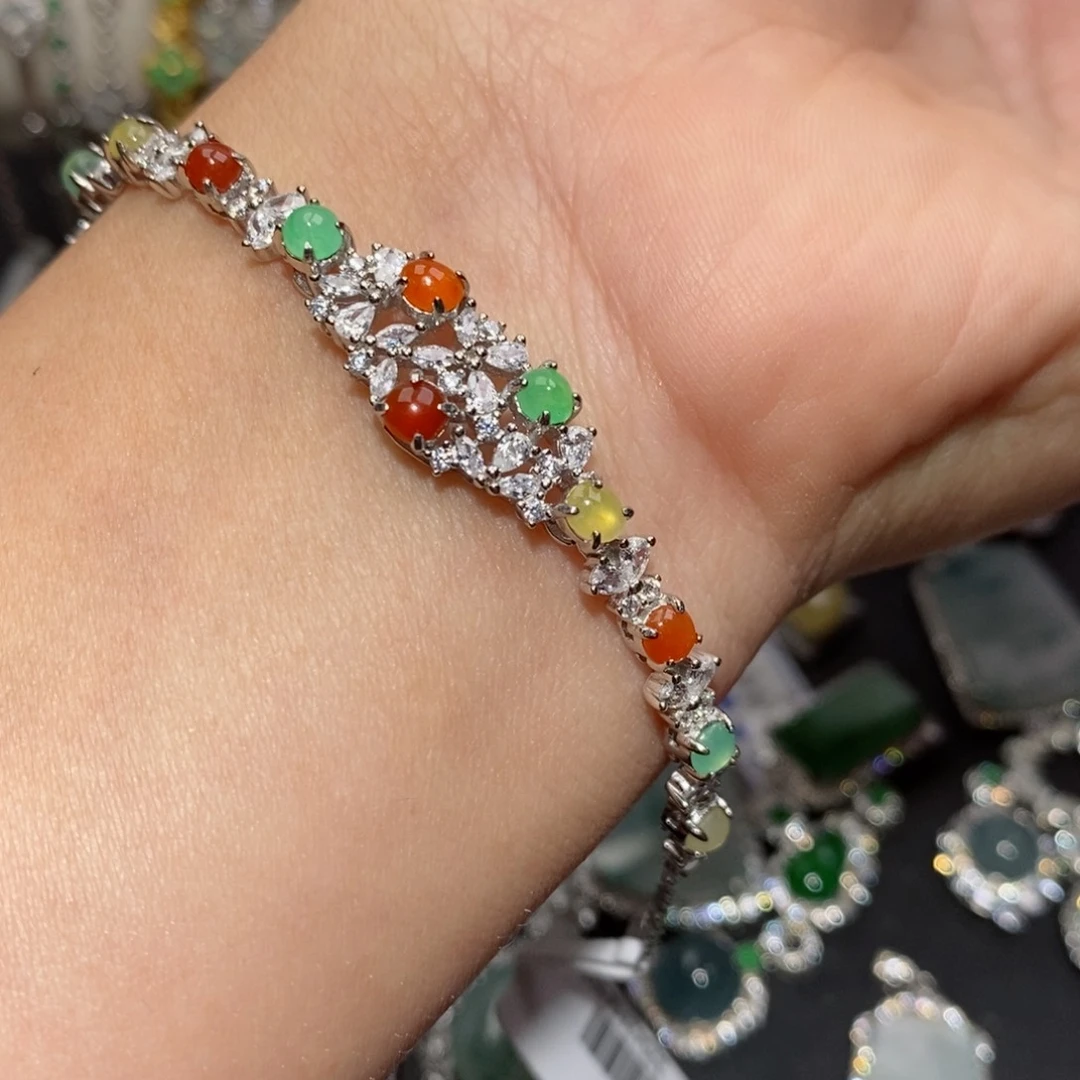 翡翠手链银S925镶嵌j ji o