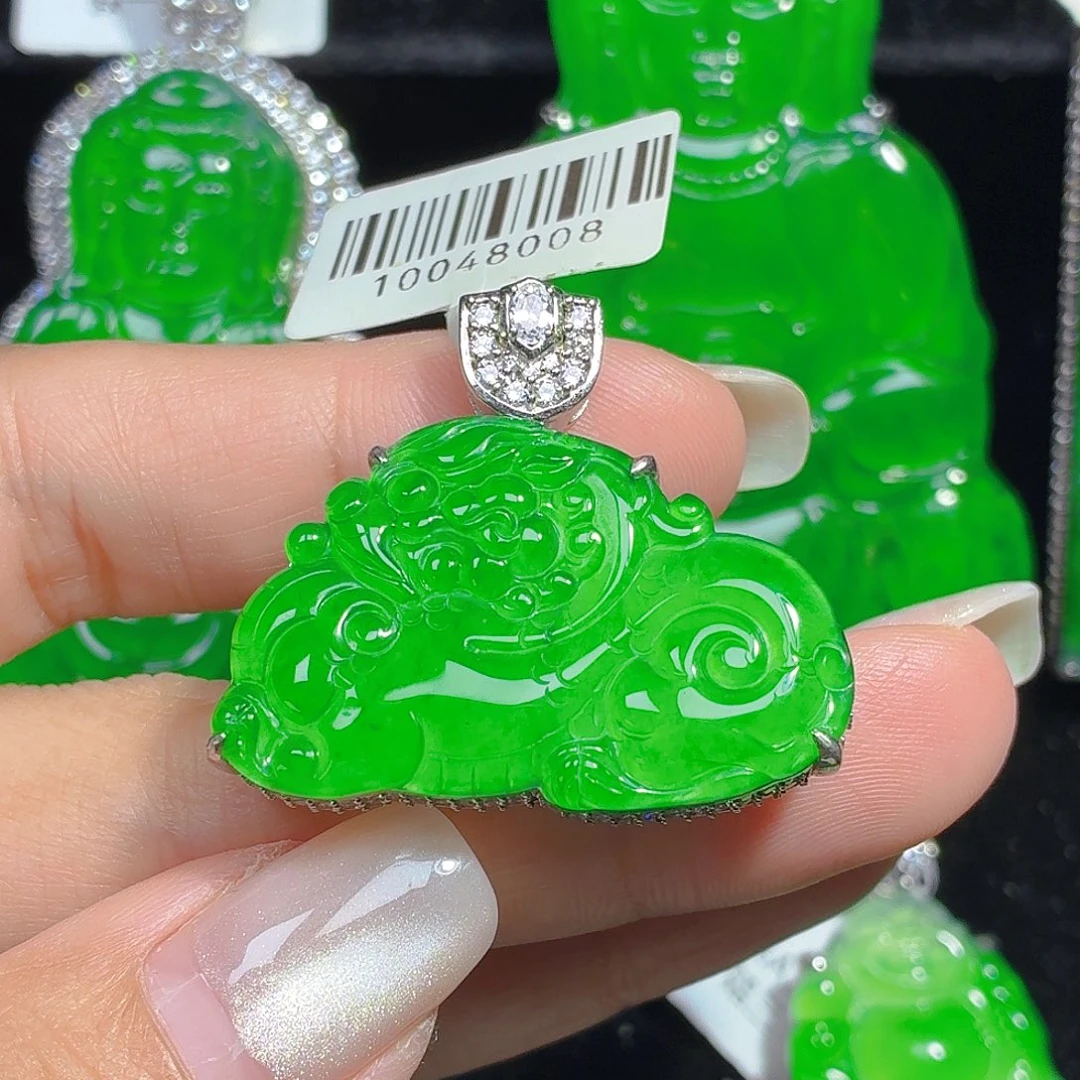 翡翠银S925镶嵌颈饰天然A货翡翠