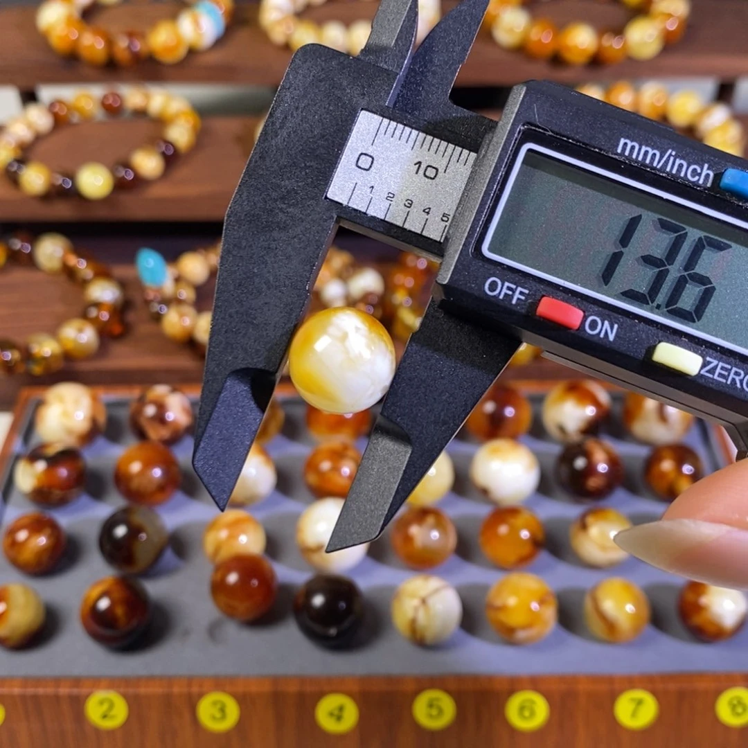 蜜蜡未镶嵌手串沁色蜜蜡单珠