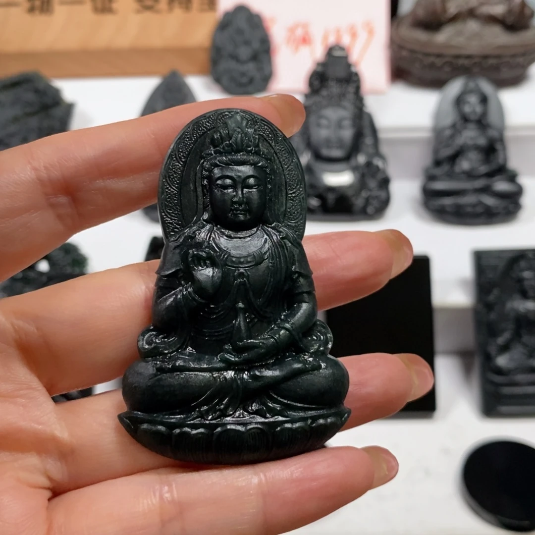 定制翡翠未镶嵌天然缅甸墨翠A货46观音