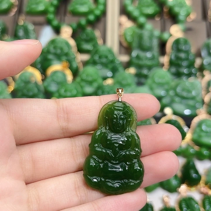 和田玉（碧玉）18K金镶嵌颈饰