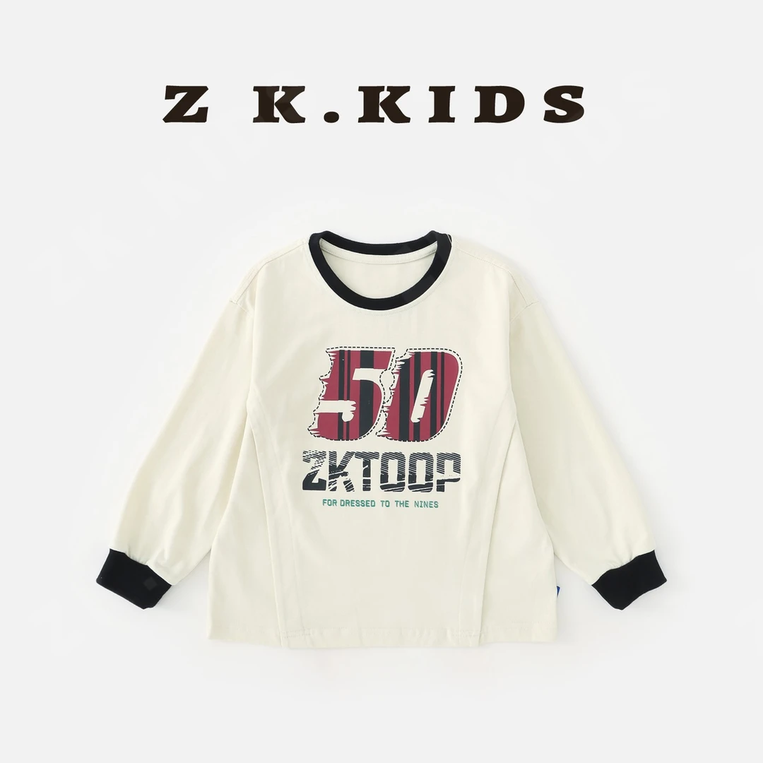 【Z＆K】春季中大童T恤百搭印花长袖卫衣ZK-2201020