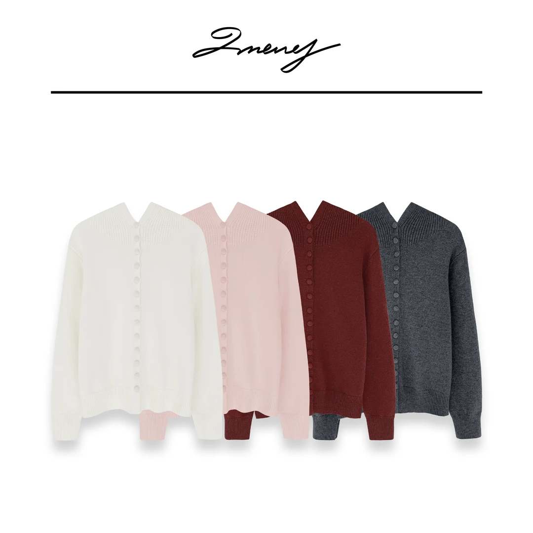 LMENY【清】温柔织物~时髦连帽单排扣针织毛衣24DM046