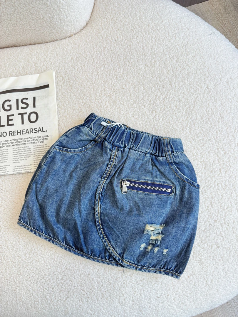 女童水洗牛仔半裙短裙夏季新款裙裤洋气童装百搭蓝色女童短裤