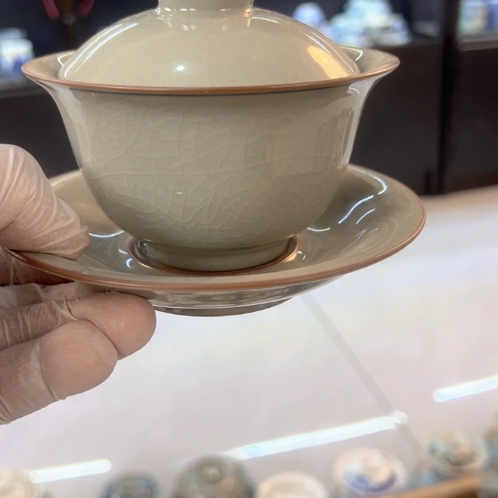 摆件陶淘泥素胎元宝盖碗微