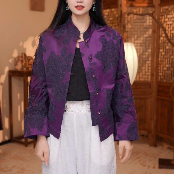 8981紫色气质款高货国风显廋外套