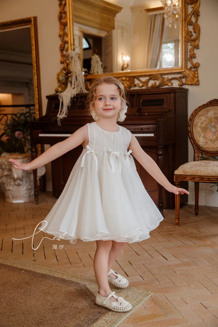 6091夏季新款女宝蝴蝶结纱裙