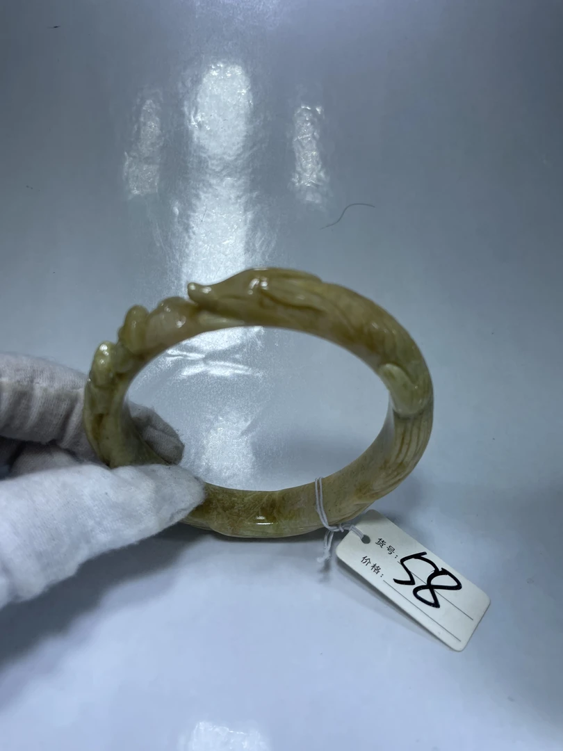 岫玉辽阳粉狐狸手镯58圈口19号