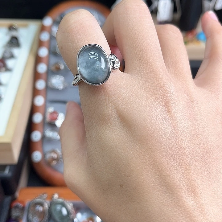 水晶戒指银S925镶嵌木****～