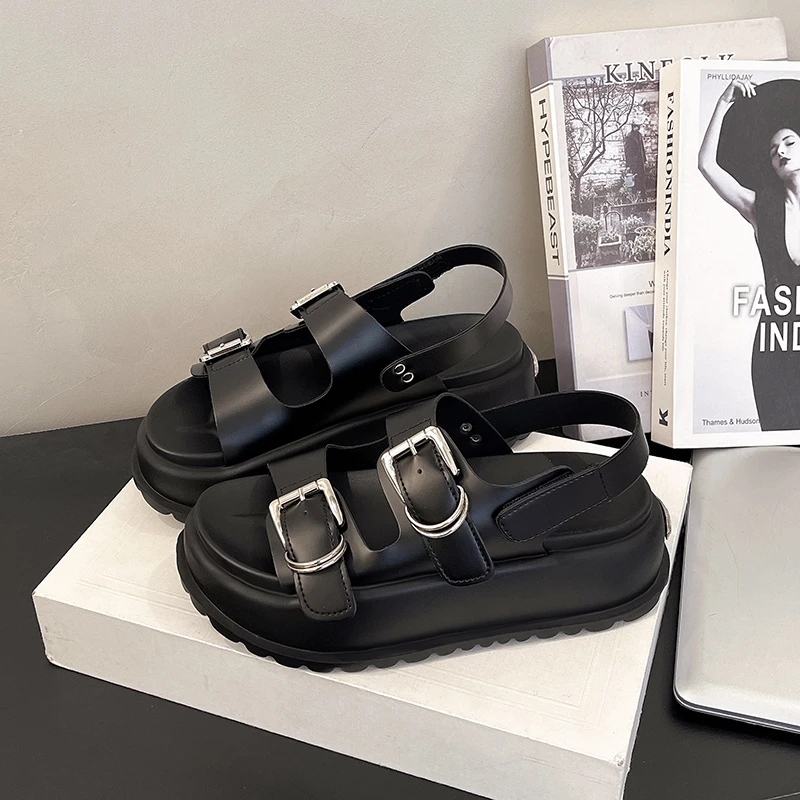 时尚厚底小众露趾百搭凉鞋增高休闲罗马鞋适合夏季外穿